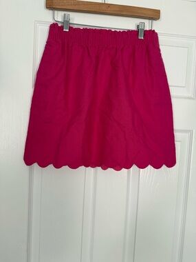 J crew Bright Pink Scallop Hem Women's linen Skirt- size 6